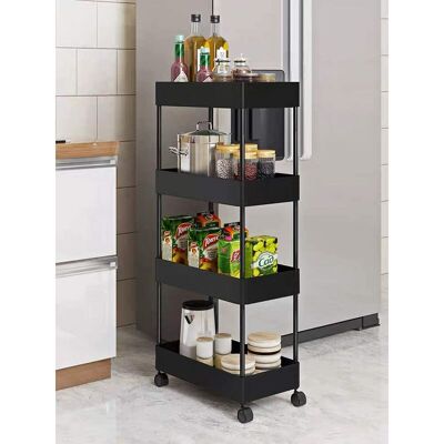 OEM Chariot Roulant - Etagere Mobile - 4 Niveaux - 40 X 22 X 90 Cm - Noir - 1 Unite OEM Chariot Roulant - Etagere Mobile - 4 Niveaux - 40 X 22 X 90 Cm - Noir - 1 Unite