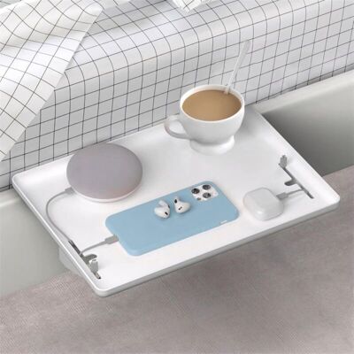 TOVBMUP Mesita De Noche Colgante, Estante Para Cama Alta, Bandeja De Almacenamiento Premium Para Literas, Dormitorios, Lofts Y Baños, 32 X 23,5 Cm - Blanco TOVBMUP Mesita De Noche Colgante, Estante Para Cama Alta, Bandeja De Almacenamiento Premium Para Literas, Dormitorios, Lofts Y Baños, 32 X 23,5 Cm - Blanco