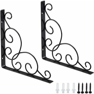 OEM Équerre Étagère - Fer Forgé - 12x12x1,5 Cm - Intérieur Extérieur - Cuisine Salle De Bain Bureau Jardin Restaurant - 2 Pièces OEM Équerre Étagère - Fer Forgé - 12x12x1,5 Cm - Intérieur Extérieur - Cuisine Salle De Bain Bureau Jardin Restaurant - 2 Pièces