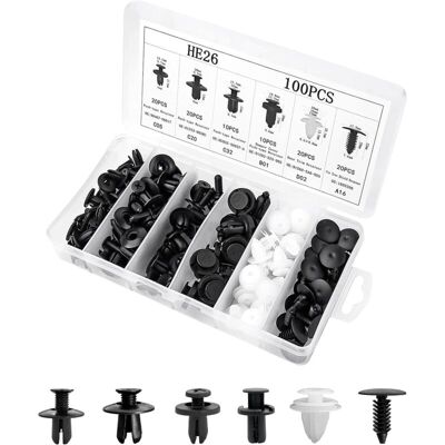 OEM Clips De Fijación Para Coche - Nylon Resistente - 6 Tamaños 6 Mm A 9,8 Mm - Para Parachoques Paneles De Puerta Aletas - 100 Unidades OEM Clips De Fijación Para Coche - Nylon Resistente - 6 Tamaños 6 Mm A 9,8 Mm - Para Parachoques Paneles De Puerta Aletas - 100 Unidades