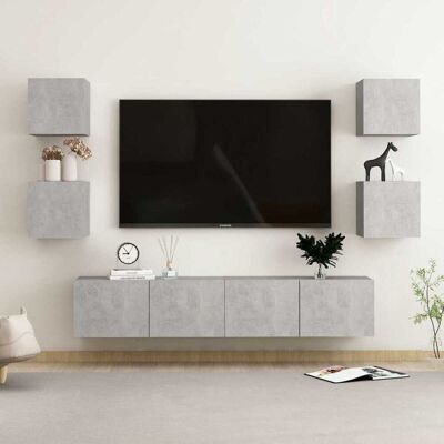 Vidaxl Set De Muebles De Salón 6 Pzas Madera Ingeniería Gris Hormigón Vidaxl Set De Muebles De Salón 6 Pzas Madera Ingeniería Gris Hormigón