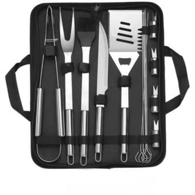 OEM Juego De 10 Utensilios De Acero Inoxidable Para Barbacoa: Pinzas, Espátula, Tenedor, Cepillo, Cuchillo, Brochetas. Incluye Bolsa De Transporte. OEM Juego De 10 Utensilios De Acero Inoxidable Para Barbacoa: Pinzas, Espátula, Tenedor, Cepillo, Cuchillo, Brochetas. Incluye Bolsa De Transporte.
