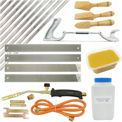 OEM Kit De Estañado: Estaño 10s, Pasta 1kg, Cera, Espátulas, Cepillo, Limas, Quemador OEM Kit De Estañado: Estaño 10s, Pasta 1kg, Cera, Espátulas, Cepillo, Limas, Quemador