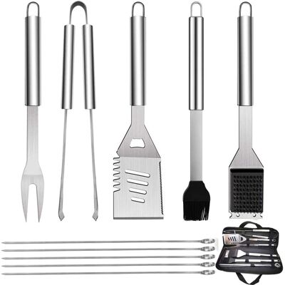 Juego De Utensilios Para Barbacoa Jssevn De Acero Inoxidable De 10 Piezas Con Bolsa De Transporte, Espátula, Cepillo De Alambre, Pinzas Y Tenedor. Juego De Utensilios Para Barbacoa Jssevn De Acero Inoxidable De 10 Piezas Con Bolsa De Transporte, Espátula, Cepillo De Alambre, Pinzas Y Tenedor.