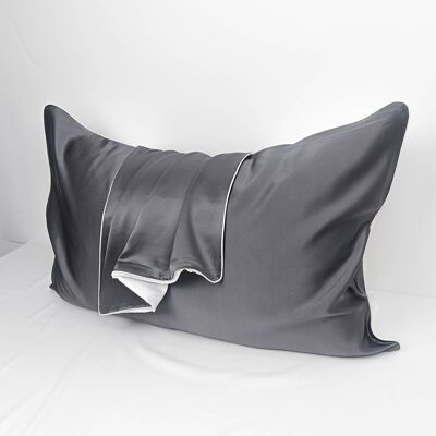 Minkurow Funda De Almohada - 100% Seda De Morera Natural - Para Cabello Y Piel - 19 Mm Seda Por Una Cara - 2 Unidades, Seda, Estándar 48x74cm Gris Antracita Minkurow Funda De Almohada - 100% Seda De Morera Natural - Para Cabello Y Piel - 19 Mm Seda Por Una Cara - 2 Unidades, Seda, Estándar 48x74cm Gris Antracita