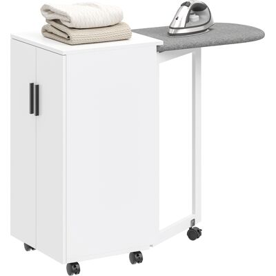 JHY DESIGN Tabla De Planchar Plegable 2 En 1 Con Ruedas Y Estante Ajustable Para Espacios Pequeños, Color Blanco. JHY DESIGN Tabla De Planchar Plegable 2 En 1 Con Ruedas Y Estante Ajustable Para Espacios Pequeños, Color Blanco.