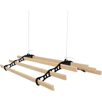 MONSTER SHOP Tendedero De Techo Con Sistema De Poleas En Negroy 6 Listones De Madera 0.9m Capacidad De Peso De 30 Kg Kit Fijación Gratis Tendedero Colgante Secadora Estructura P/ Colgar Secar Ropa Colgador MONSTER SHOP Tendedero De Techo Con Sistema De Poleas En Negroy 6 Listones De Madera 0.9m Capacidad De Peso De 30 Kg Kit Fijación Gratis Tendedero Colgante Secadora Estructura P/ Colgar Secar Ropa Colgador