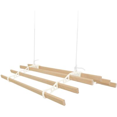MONSTER SHOP Tendedero De Techo Con Sistema De Poleas En Marfil Y 6 Listones De Madera 1.4m Capacidad De Peso De 30 Kg Kit Fijación Gratis Tendedero Colgante Secadora Estructura P/ Colgar Secar Ropa Colgador MONSTER SHOP Tendedero De Techo Con Sistema De Poleas En Marfil Y 6 Listones De Madera 1.4m Capacidad De Peso De 30 Kg Kit Fijación Gratis Tendedero Colgante Secadora Estructura P/ Colgar Secar Ropa Colgador