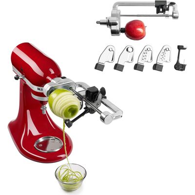 COOCHEER Juego De 5 Peladores De Frutas, Para Accesorio Kitchenaid Spiralizer Plus Con Pelador, Descorazonador Y Rebanador, Color Plateado COOCHEER Juego De 5 Peladores De Frutas, Para Accesorio Kitchenaid Spiralizer Plus Con Pelador, Descorazonador Y Rebanador, Color Plateado