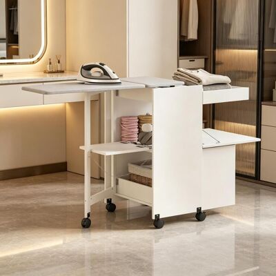 JHY DESIGN Tabla De Planchar Plegable Con Ruedas, Puertas De Apertura Mediante Presión Y Bisagras De Cierre Suave. JHY DESIGN Tabla De Planchar Plegable Con Ruedas, Puertas De Apertura Mediante Presión Y Bisagras De Cierre Suave.