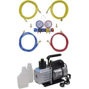 VIDAXL Bomba De Vacío 50 L/ Min W/ Conj. Herramientas De Manejo De 4 Vías VIDAXL Bomba De Vacío 50 L/ Min W/ Conj. Herramientas De Manejo De 4 Vías