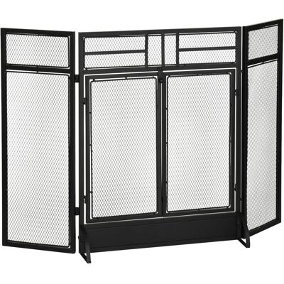 HOMCOM Salvachispas Plegable Pantalla Protectora De Chimenea De 3 Paneles Con Doble Puerta Y Pies Adicionales Estructura De Metal 120x11,5x79 Cm HOMCOM Salvachispas Plegable Pantalla Protectora De Chimenea De 3 Paneles Con Doble Puerta Y Pies Adicionales Estructura De Metal 120x11,5x79 Cm