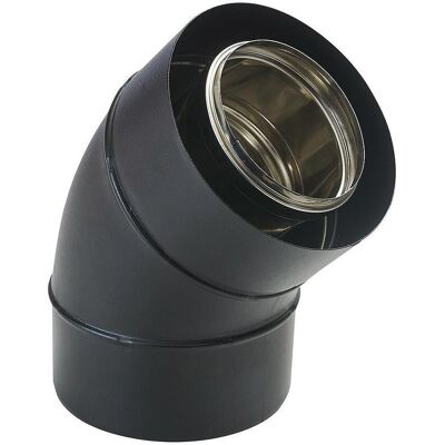 Codo concéntrico de 45° Inox/galva - Accesorio para estufa de pellets Codo concéntrico de 45° Inox/galva - Accesorio para estufa de pellets