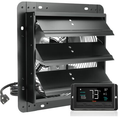 Vevor Ventilador De Escape Con Persiana Con Controlador De Temperatura Y Humedad, Motor Ec, 940 Cfm, Ático De Montaje En Pared Ajustable De 10 Velocidades, Para Invernaderos, Garajes 30,5 X 30,7 Cm Vevor Ventilador De Escape Con Persiana Con Controlador De Temperatura Y Humedad, Motor Ec, 940 Cfm, Ático De Montaje En Pared Ajustable De 10 Velocidades, Para Invernaderos, Garajes 30,5 X 30,7 Cm
