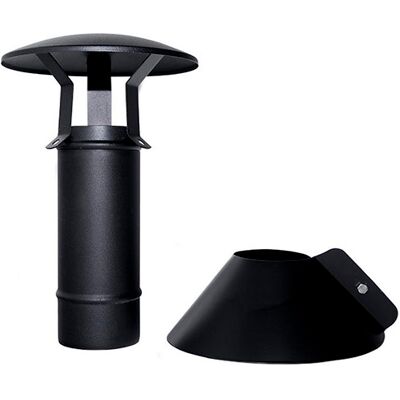MBM - Canna fumaria coassiale 100/150 - Negro - Terminal vertical - Chimenea coaxial MBM - Canna fumaria coassiale 100/150 - Negro - Terminal vertical - Chimenea coaxial