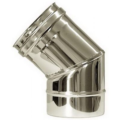 MBM Tubo De Chimenea De Doble Pared Aislada De Acero Inoxidable Curvada 45° Dn 150/200 MBM Tubo De Chimenea De Doble Pared Aislada De Acero Inoxidable Curvada 45° Dn 150/200
