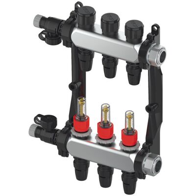 TECE - TECElogo-Push - 6 circuitos de calefacción - display de caudal - distribuidor de calefacción TECE - TECElogo-Push - 6 circuitos de calefacción - display de caudal - distribuidor de calefacción