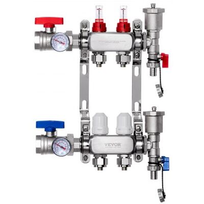 OEM Colector De Calor Radiante De 2 Derivaciones , Colector De Tubería Pex De 1/2", Colector Pex De Acero Inoxidable Para Calefacción Por Suelo Radiante Hidrónico, Kit De Colector Pex De Calor Radiante Co OEM Colector De Calor Radiante De 2 Derivaciones , Colector De Tubería Pex De 1/2", Colector Pex De Acero Inoxidable Para Calefacción Por Suelo Radiante Hidrónico, Kit De Colector Pex De Calor Radiante Co