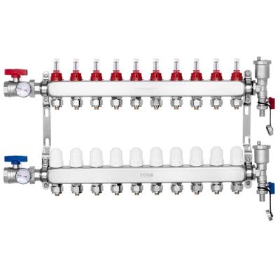 OEM Colector De Calor Radiante De 10 Derivaciones , Colector De Tubería Pex De 1/2", Colector Pex De Acero Inoxidable Para Calefacción Por Suelo Radiante Hidrónico, Kit De Colector Pex De Calor Radiante C OEM Colector De Calor Radiante De 10 Derivaciones , Colector De Tubería Pex De 1/2", Colector Pex De Acero Inoxidable Para Calefacción Por Suelo Radiante Hidrónico, Kit De Colector Pex De Calor Radiante C