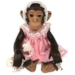 ASI VIL, S.L. LOLA LA CHIMPANCÉ VESTIDO ROSA PINTITAS BLANCAS MONITO REBORN