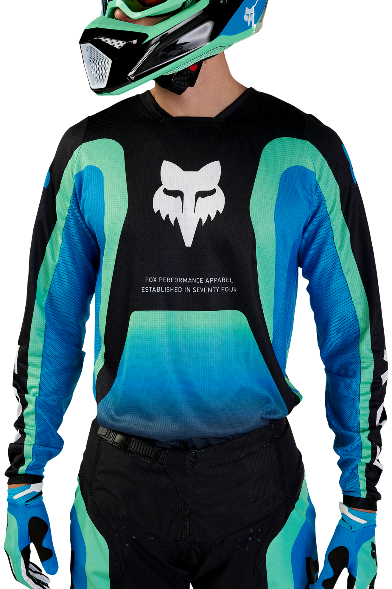 FOX Camiseta de Cross  180 Ballast Negro-Azul