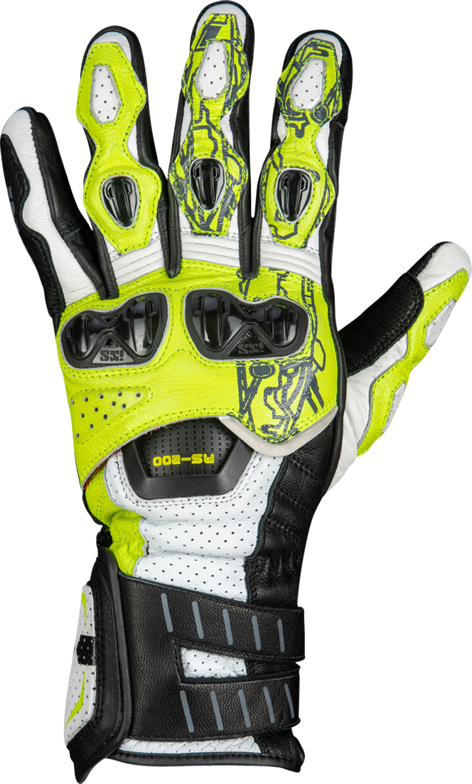 iXS Guantes de Moto  Sport RS-200 3.0 Blanco-Amarillo-Negro