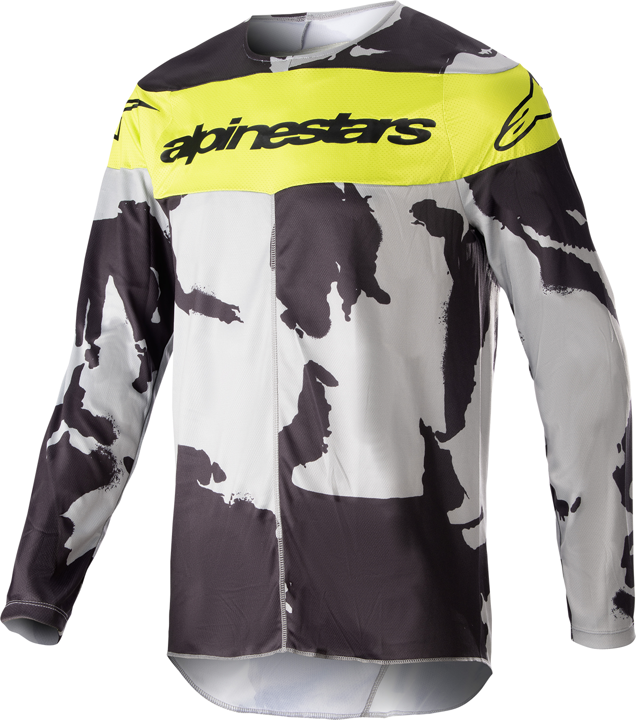 Alpinestars Camiseta de Cross  Racer Tactical Gris Camuflaje-Amarillo Flúor