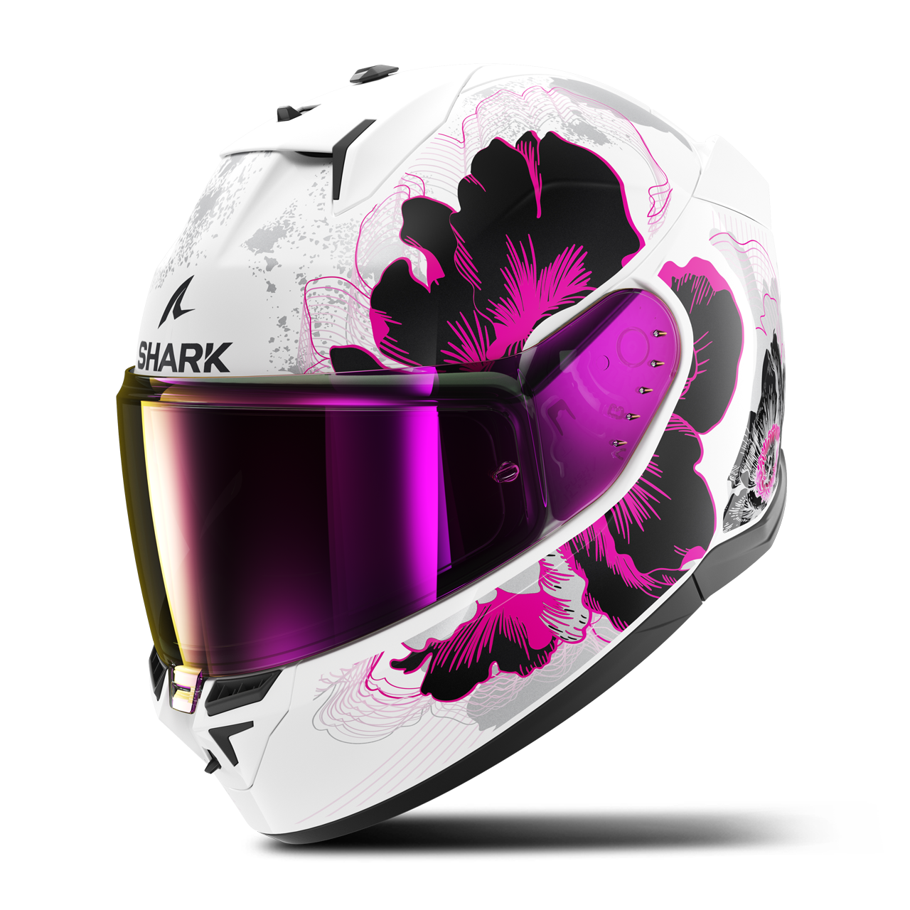 Shark Casco Integral  D-Skwal 3 Mayfer  Blanco Cromado-Rojo