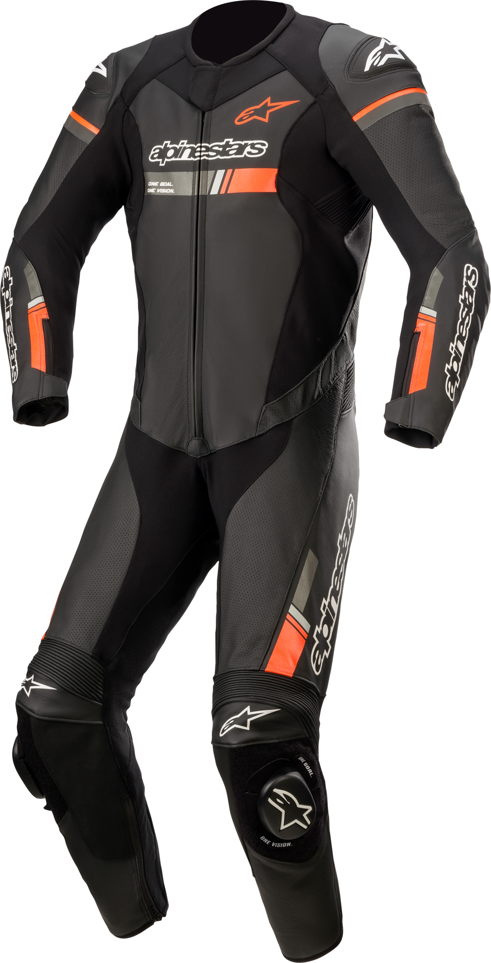 Alpinestars Mono de cuero  GP Force Chaser Negro-Naranja Fluo