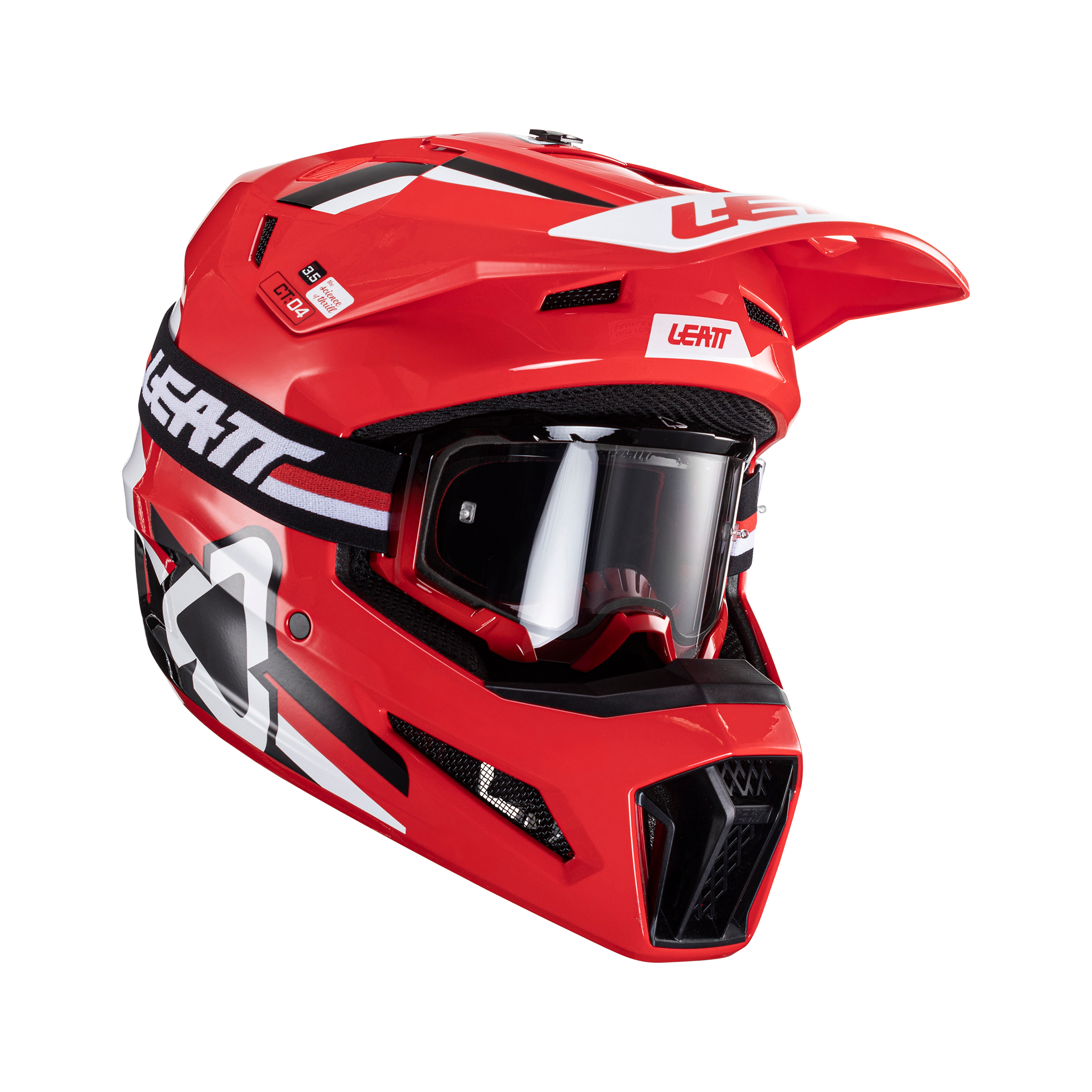 Leatt Casco de Cross con Gafas  Kit Moto 3.5 V24 Rojo