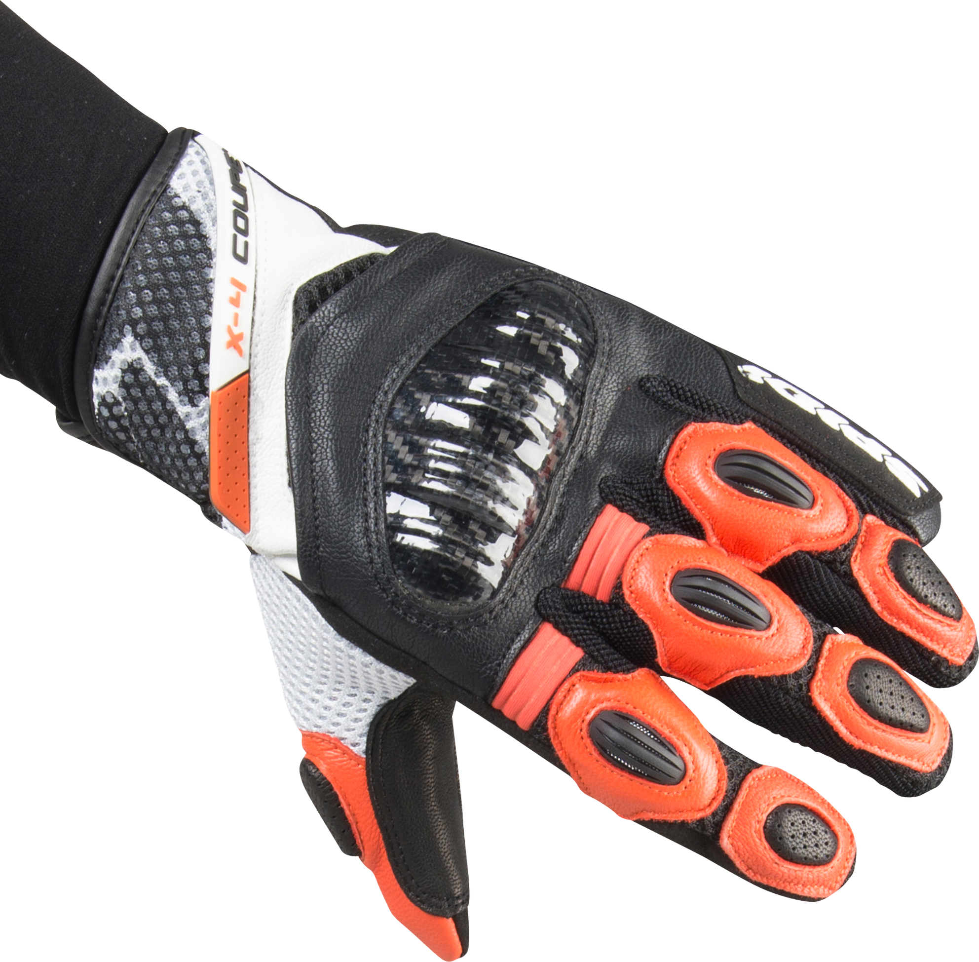 Spidi Guantes de Moto  Carbo 5 Negro-Naranja-Blanco