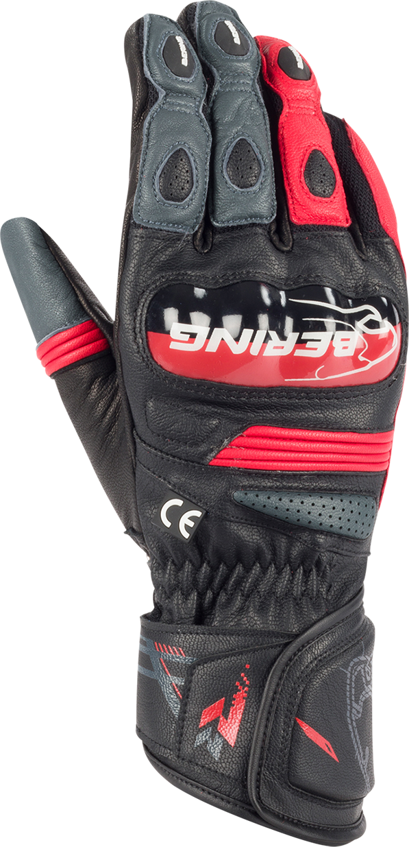 Bering Guantes de Moto  Snap Negro-Gris-Rojo