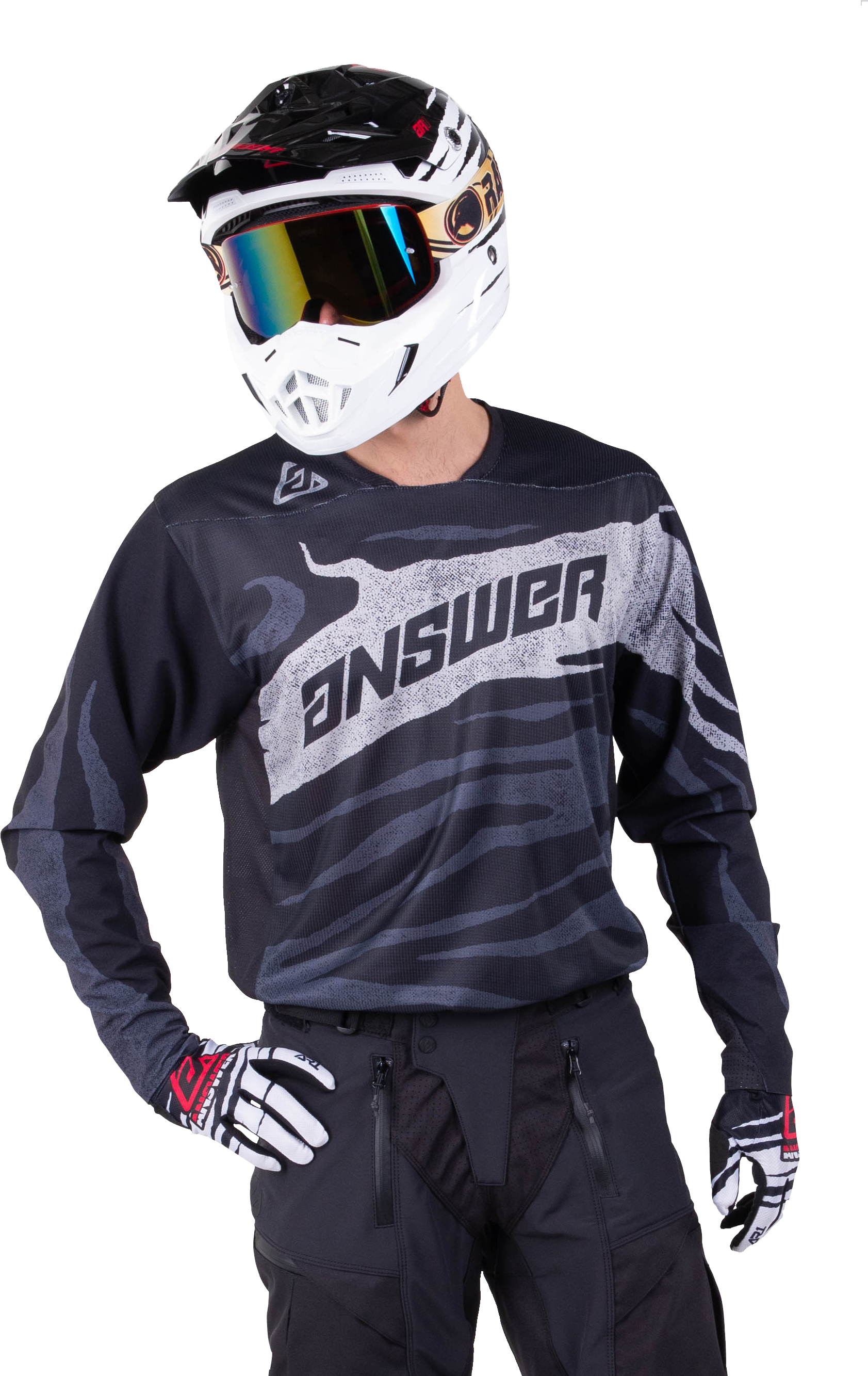 Answer Racing Camiseta de Cross Answer Elite Ops Negro-Gris Oscuro