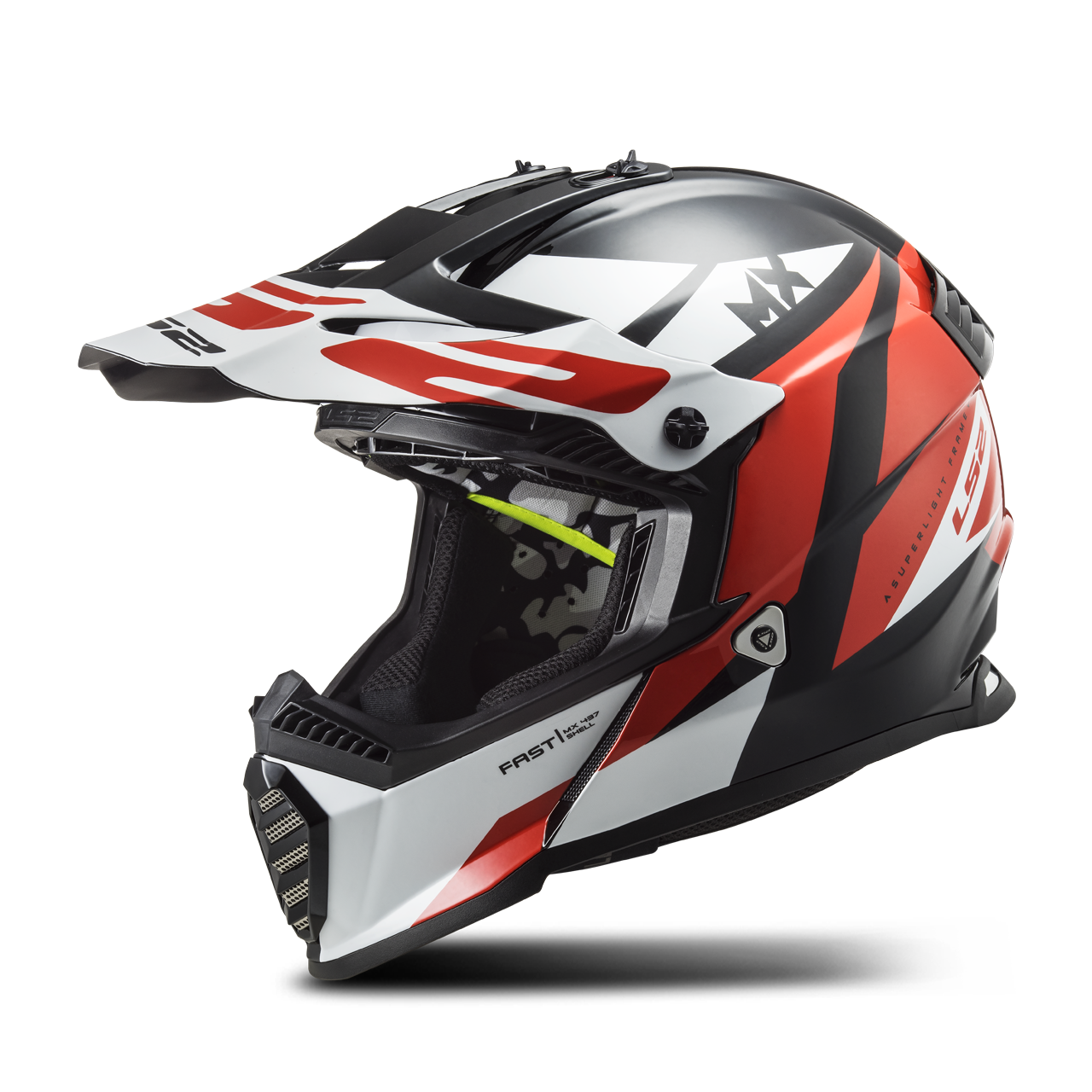 LS2 Casco de Cross  MX437 FAST EVO Strike Negro-Blanco-Rojo