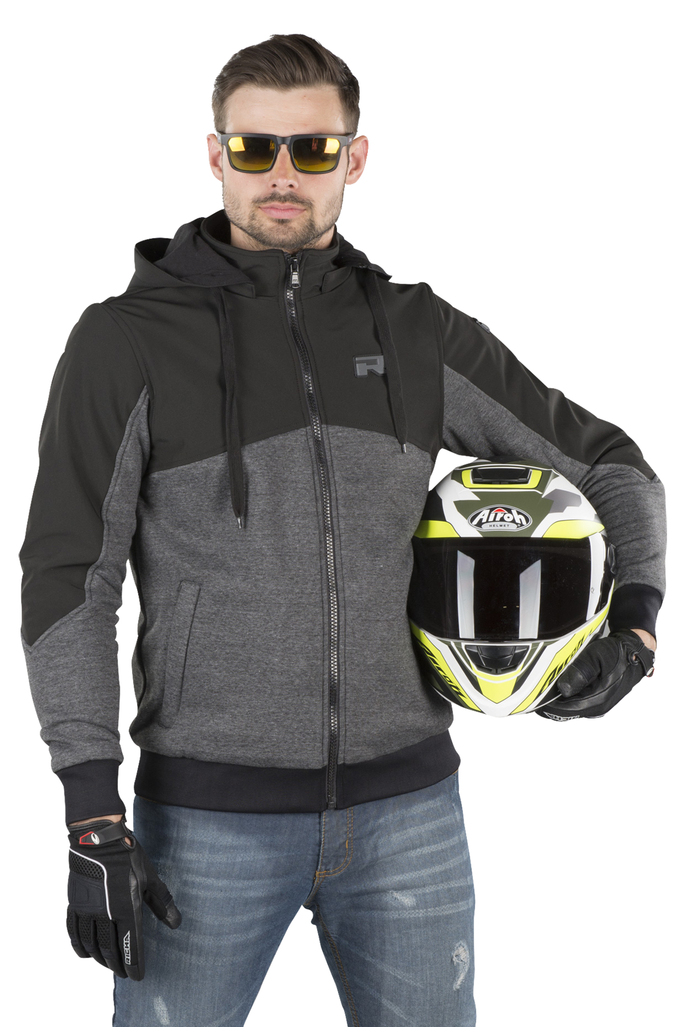 Richa Chaqueta con capucha de Moto  Titan Core Gris-Negro
