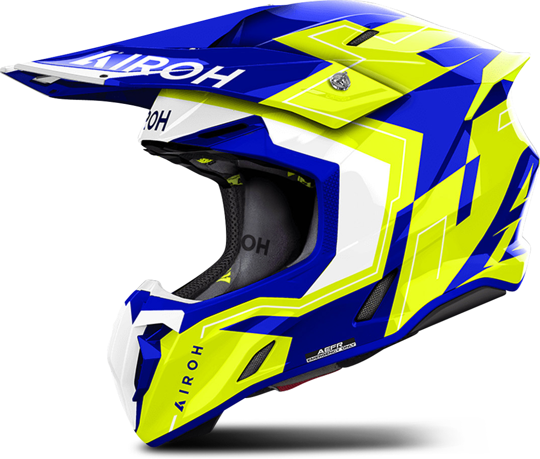 Airoh Casco de Cross  Twist 3 Dizzy Azul-Amarillo Brillante