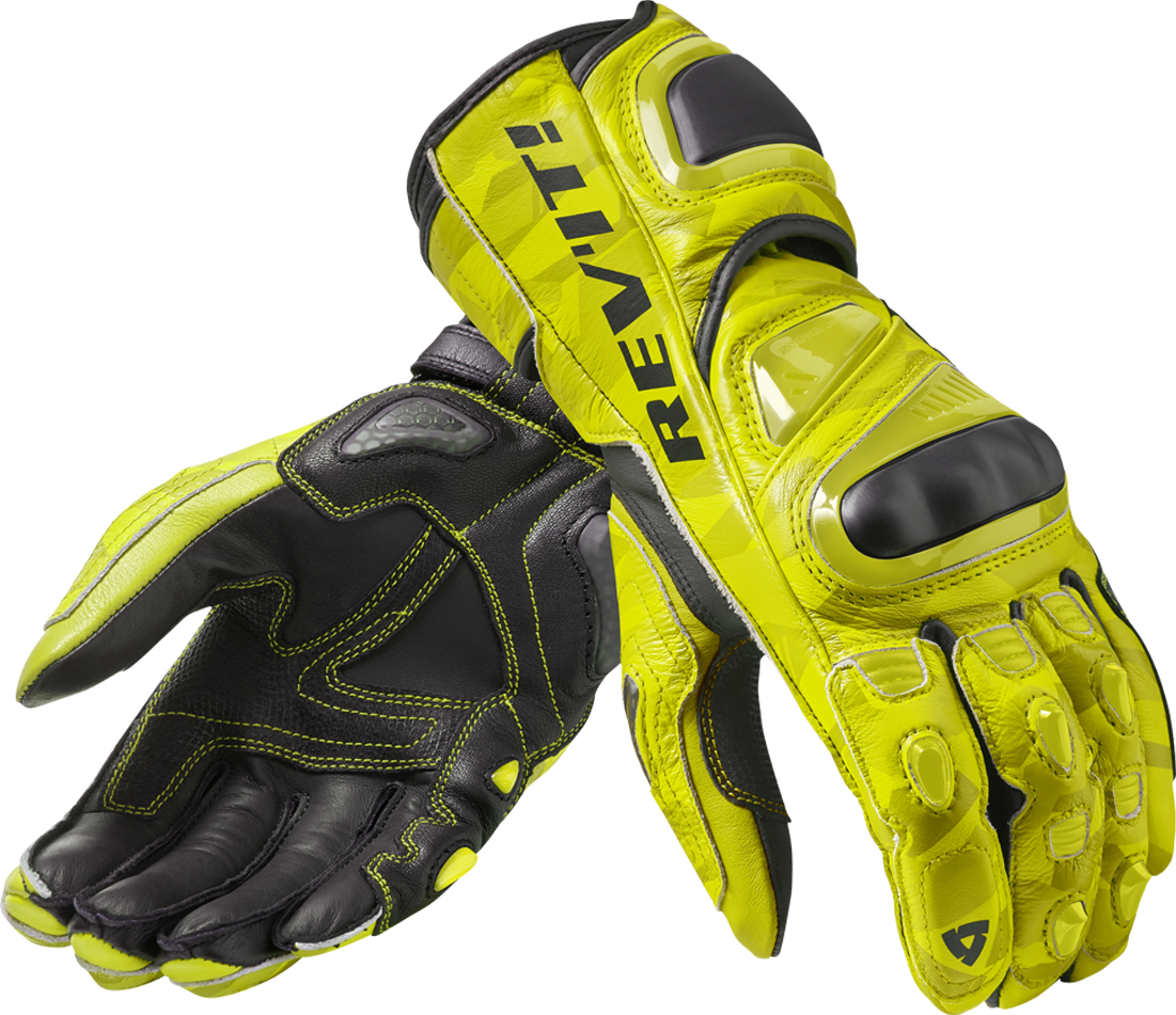 REV'IT! Vaqueros de Moto  Guantes de cuero Jerez 3 Amarillo Fluo -Negro