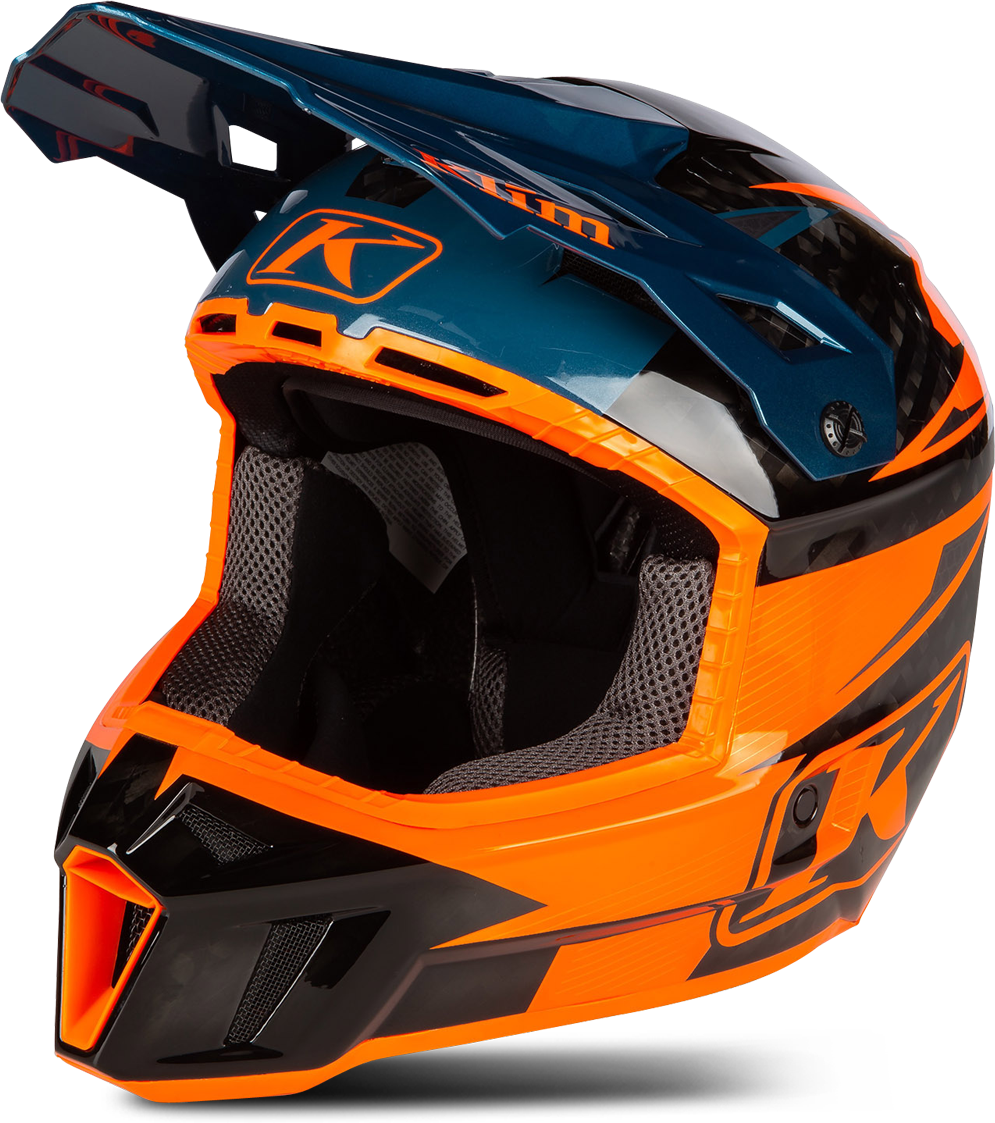 KLIM Casco de Cross  F3 Carbon Pro Striker Naranja Petróleo