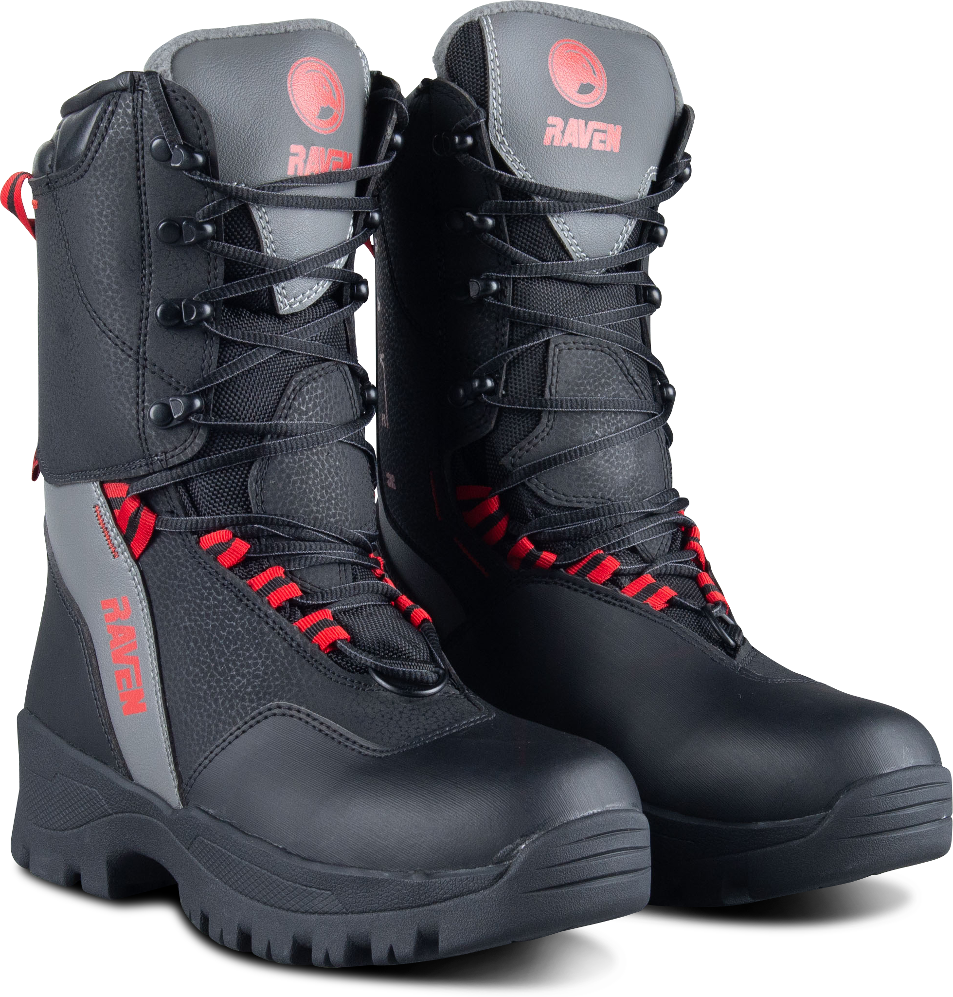 Raven Botas de Moto de Nieve  Rush Negro-Gris-Rojo