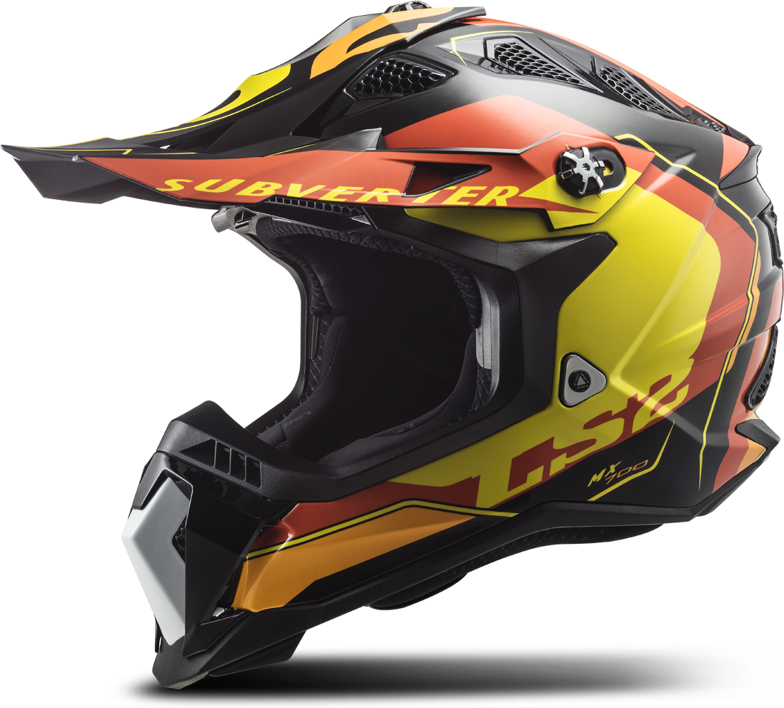 LS2 Casco de Cross  MX700 SUBVERTER Stomp Negro-Amarillo-Rojo