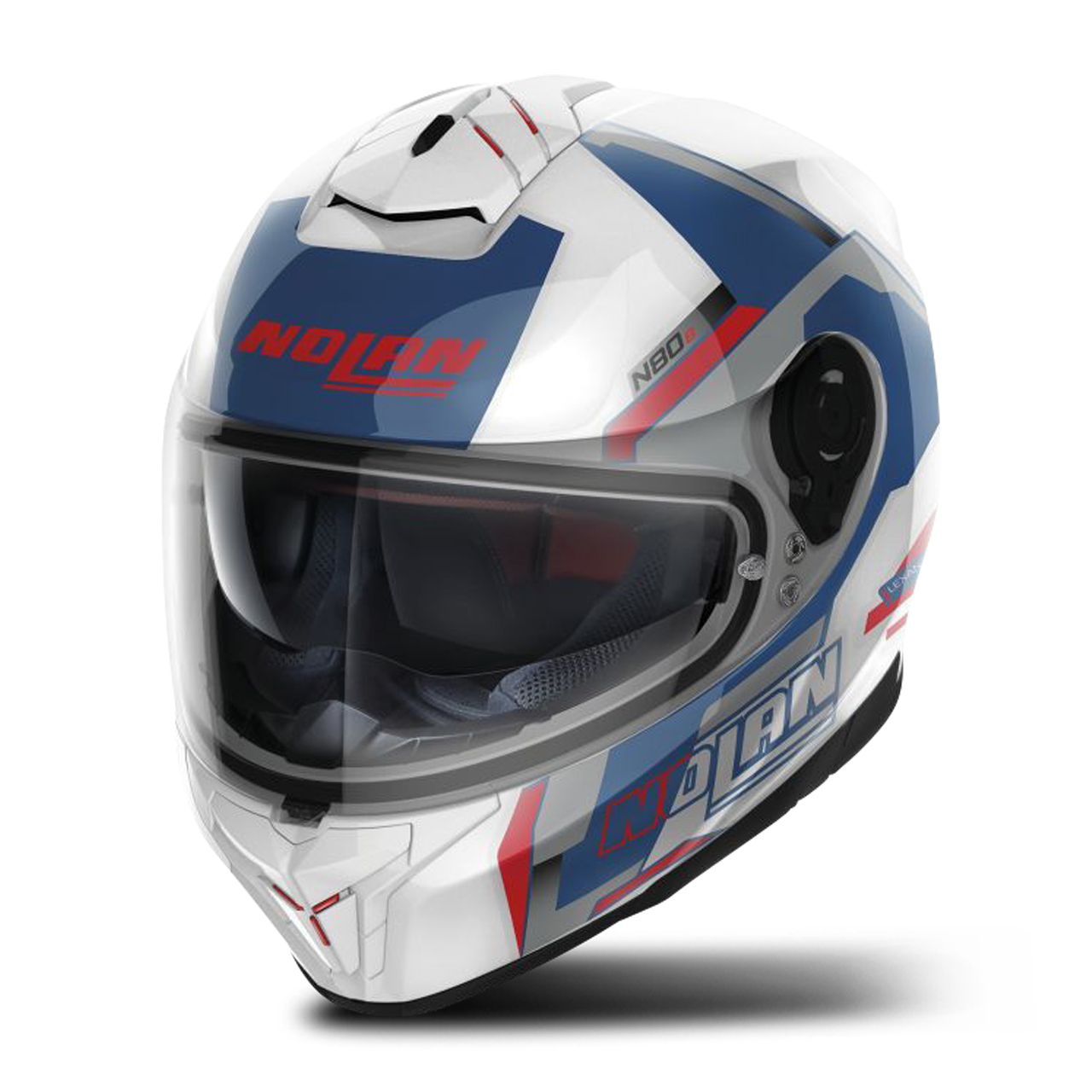 Nolan Casco Integral  N80-8 Wanted N-Com Blanco-Azul-Rojo