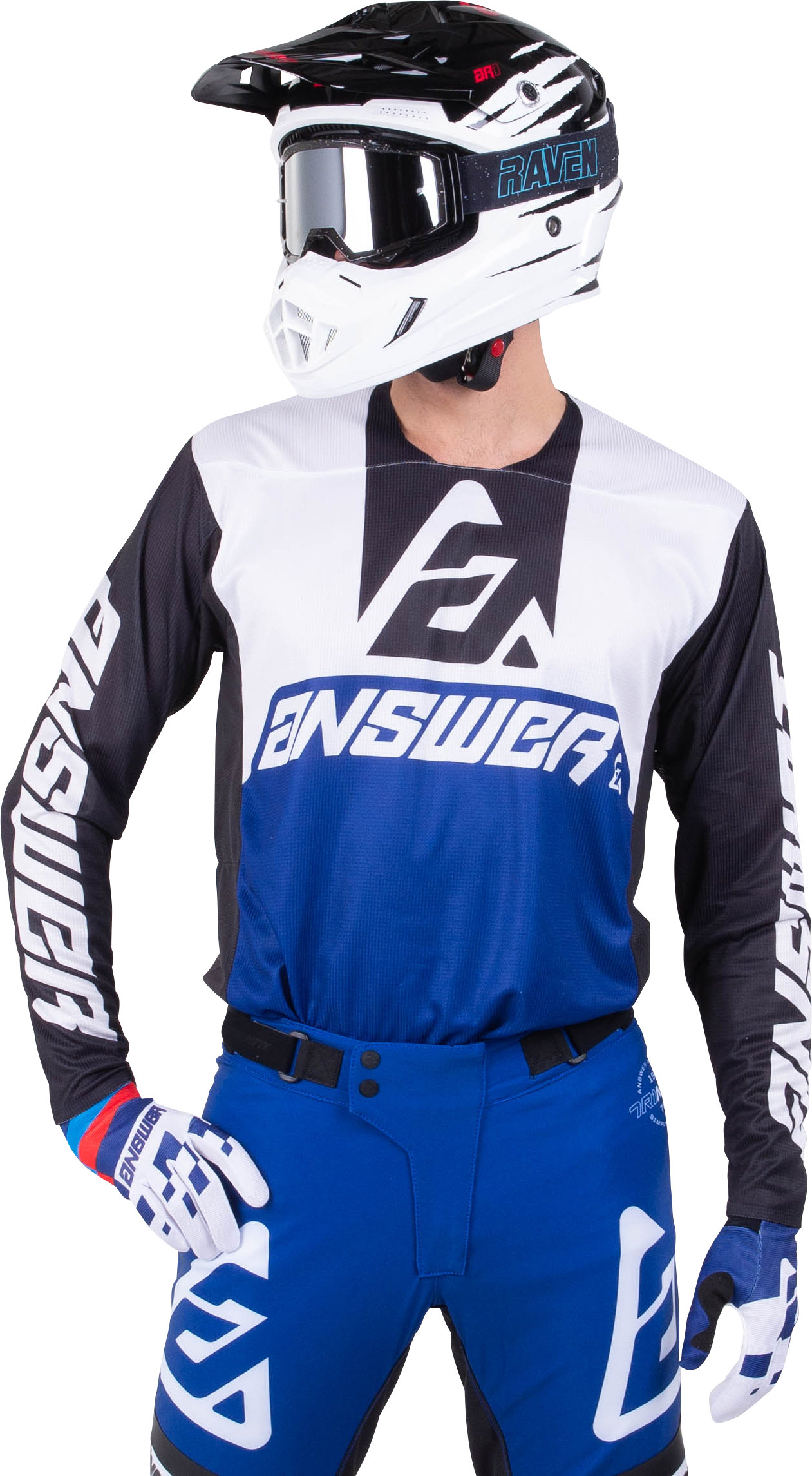 Answer Racing Camiseta de Cross Answer Trinity Voyd Reflex-Negro-Blanco