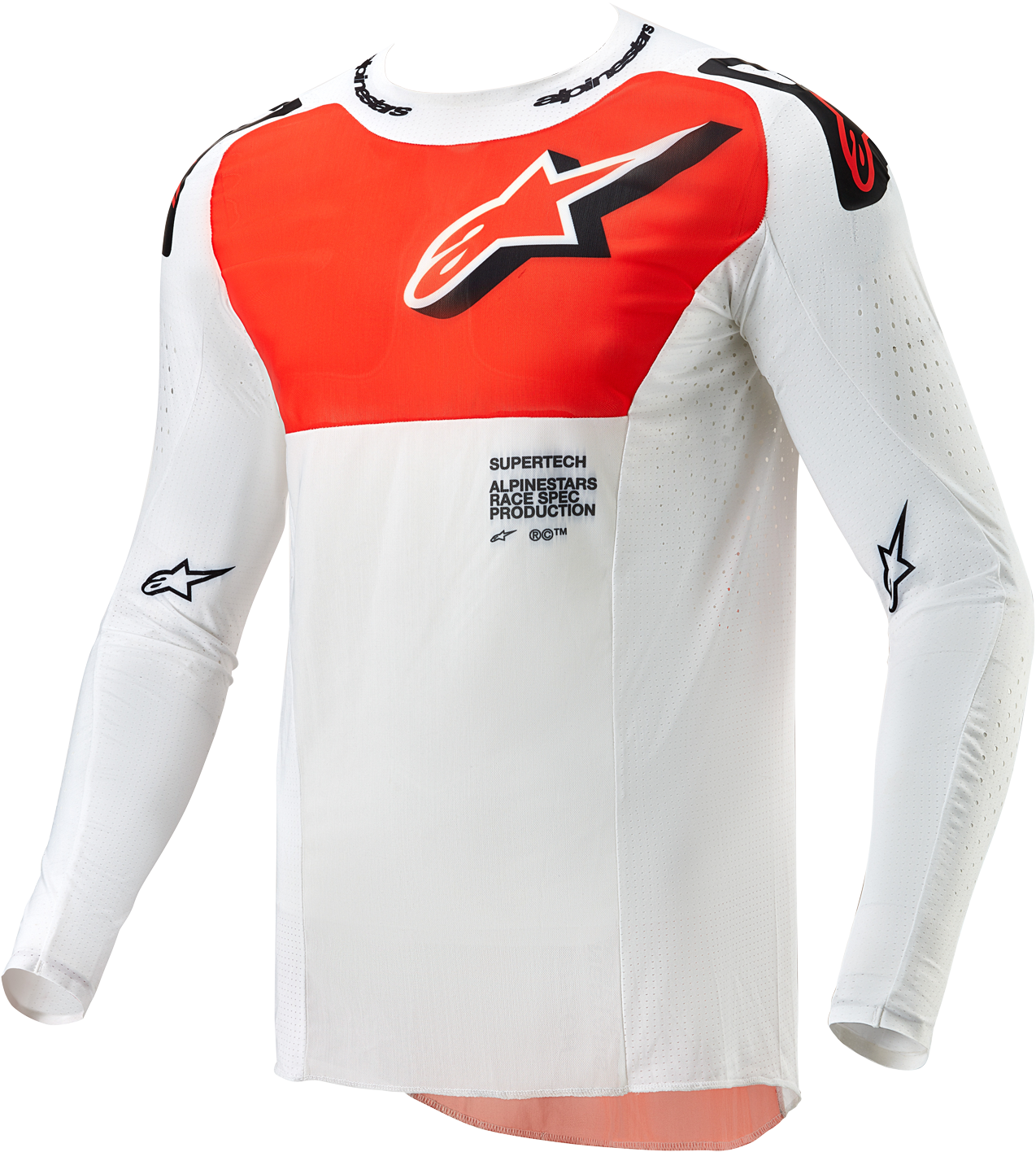 Alpinestars Camiseta de Cross  Supertech Ward Blanco-Naranja Caliente