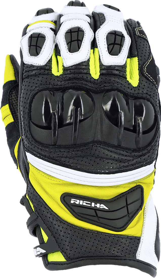 Richa Guantes de Moto  Stealth Negro-Blanco-Amarillo Fluo