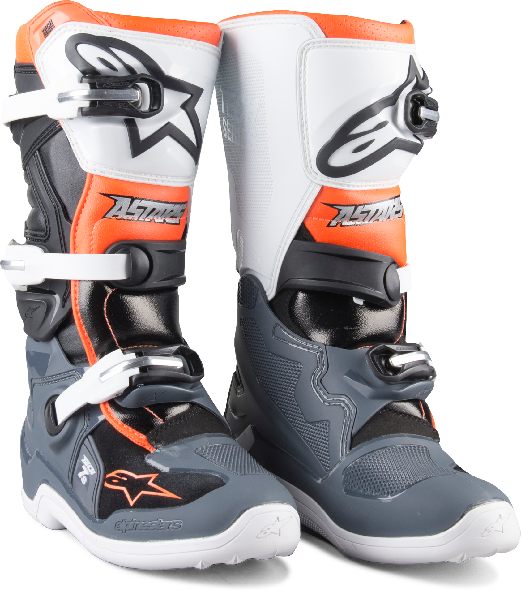 Alpinestars Botas de Cross  Tech 7S Niño Naranja Fluo-Gris-Blanco-Negro