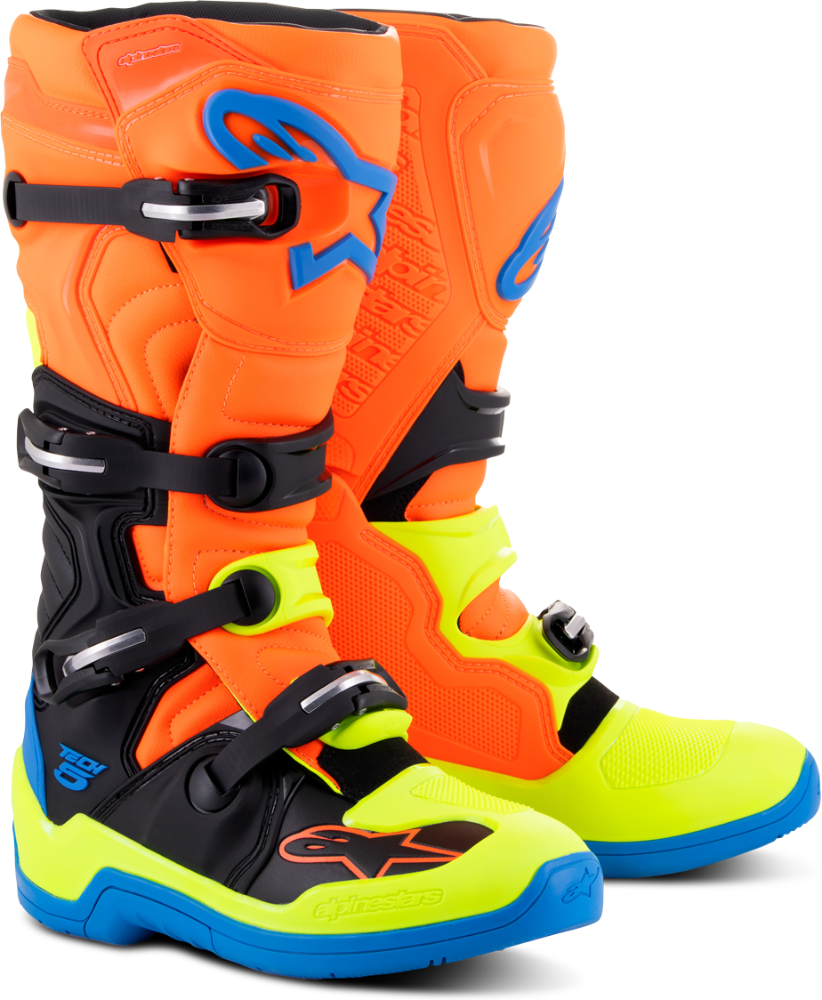 Alpinestars Botas de Cross  Tech 5 Naranja-Azul Esmaltado-Amarillo Fluo