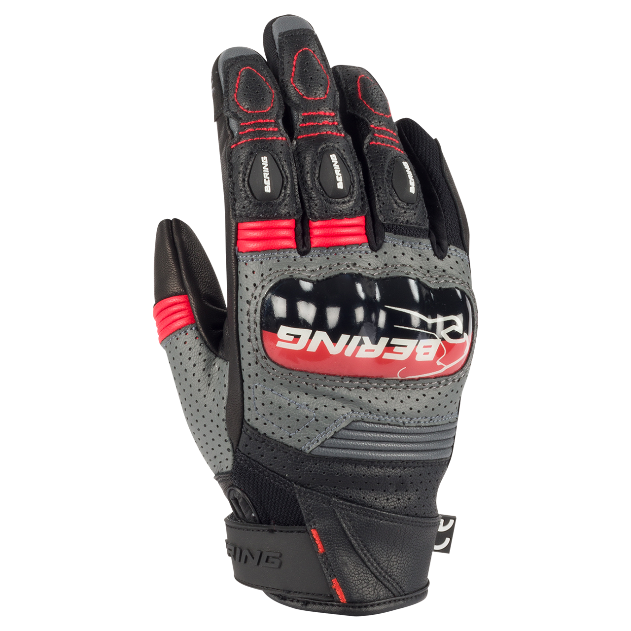 Bering Guantes de Moto Mujer  Axel Negro-Gris-Rojo