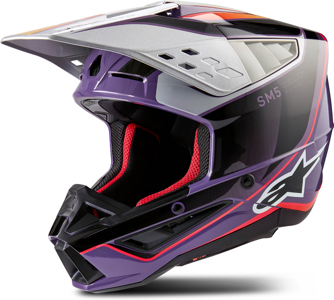 Alpinestars Casco de Cross  SM5 Sail Violeta-Negro-Plateado