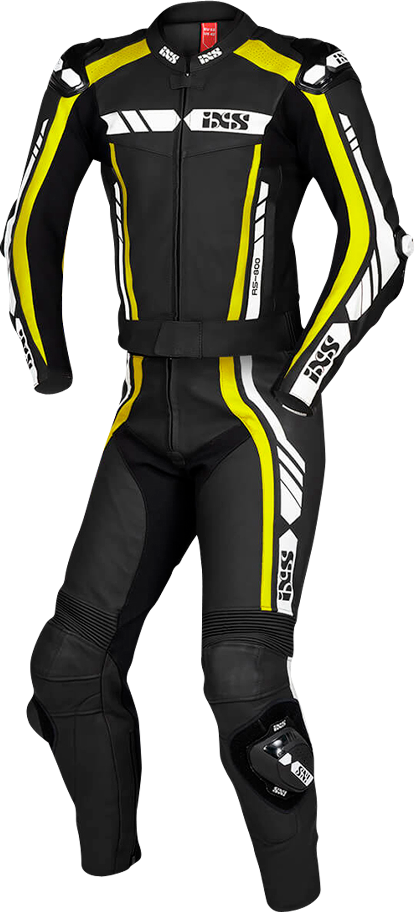 iXS Traje de cuero  RS-800 Negro-Amarillo-Blanco 2-Piezas