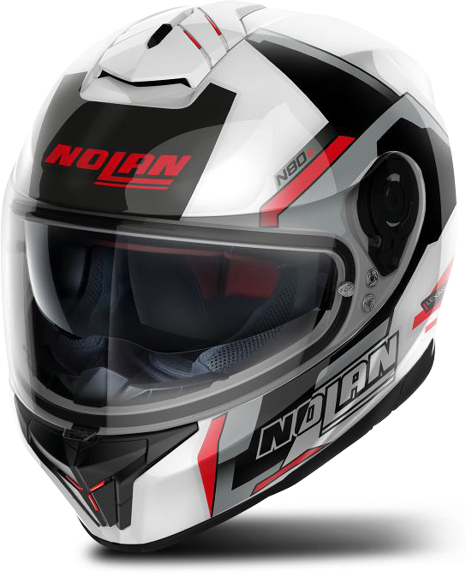 Nolan Casco Integral  N80-8 Wanted N-Com Blanco-Rojo-Negro